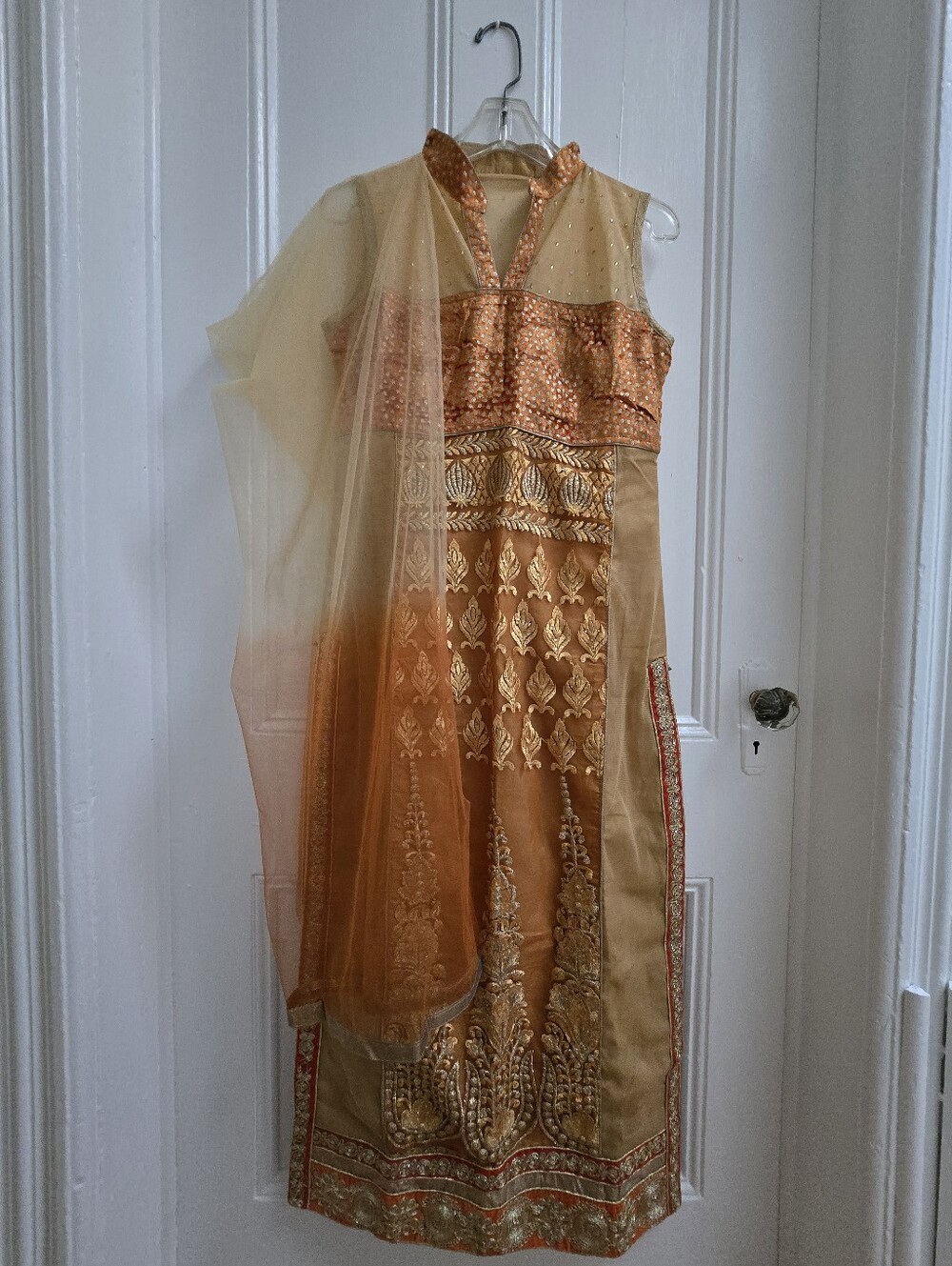 Golden Tan And Orange Salwar Set